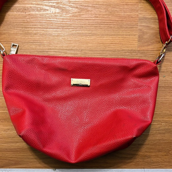 bcbg paris red faux vegan leather red tote bag crossbody purse Sm stain inside - Picture 3 of 16